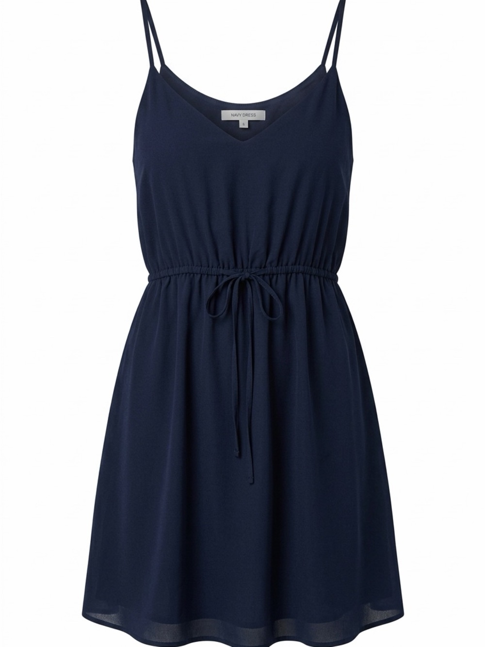 Babaton Navy Spaghetti-Strap Drawstring Mini Dress